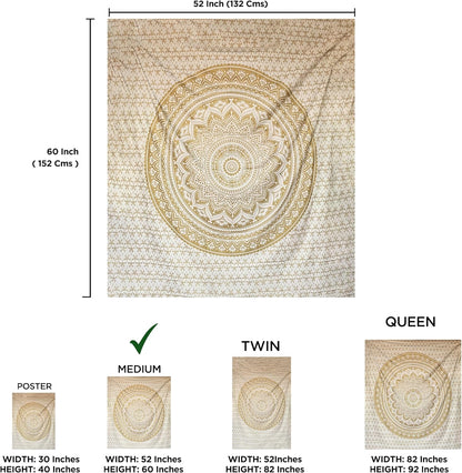 raajsee Indian Cotton Green Tapestry Mandala Wall Hangings- Tapestry For Bedroom - Indie Wall Tapestry Hippie Room Decor - Boho Small Tapestrys Aesthetic 30x40 Inches