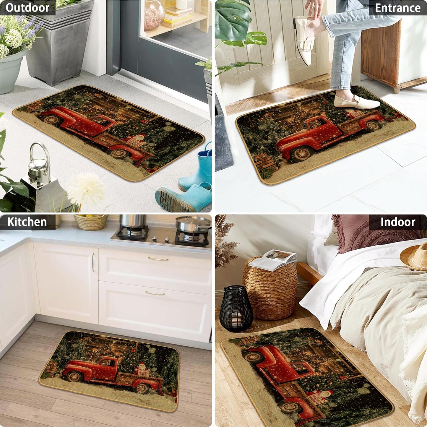 Doormat Yoga Frog Front Door Mat Indoor Outdoor Entrance,Pink Lotus Flower Door Mat Waterproof Low Profile All-Season,Easy Clean Patio Porch Entryway Floor Rug 17x29 Inch