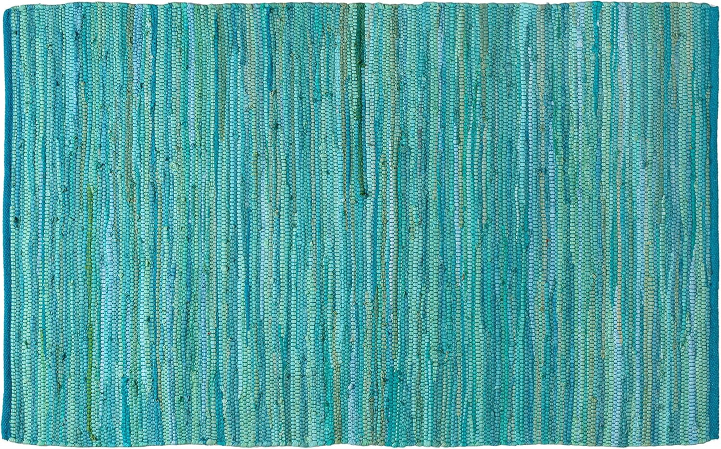 Ramanta Home 100% Cotton Chindi Hosiery Rug 24x36 Inch - Dark Multi, Farmhouse Reversible Soft Bohemeian Rugs Ideal for Entryways, Kitchen, Bedroom | Durable Lightweight Handmade Accent Doormat