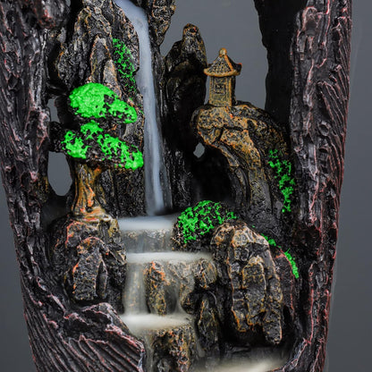 DOBEHOME Mountain Waterfall Incense Burner Backflow Incense Burner Incense Smoke Waterfall with 100 Backflow Incense Cones，Tweezer，Mat (Vase Shape)