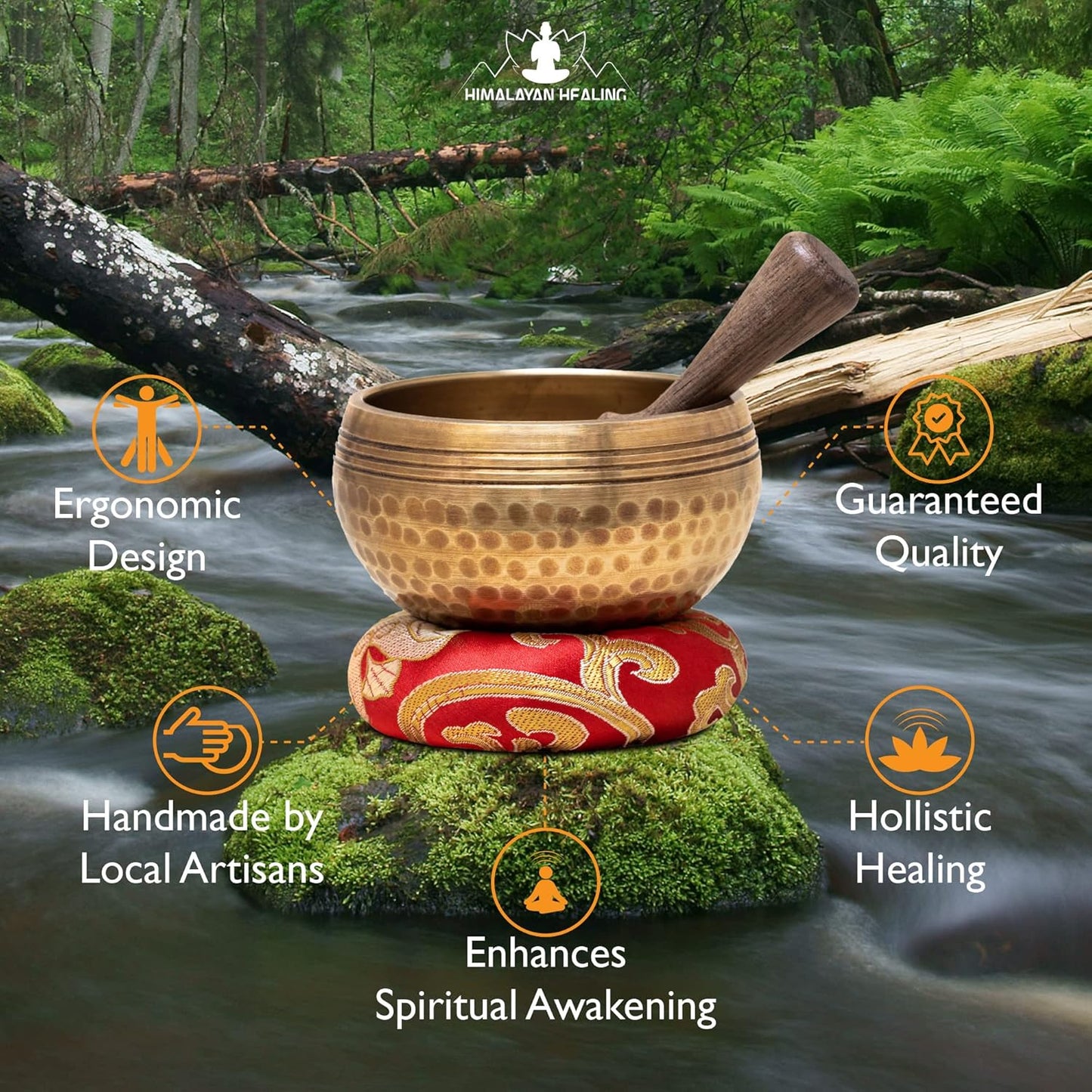 HIMALAYAN HEALING® Tibetan Singing Bowls Set~ Meditation Sound Bowl hand Hammered in Nepal For Yoga, Meditation, Mindfulness, Healing & Chakra balancing~