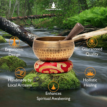 HIMALAYAN HEALING® Tibetan Singing Bowls Set~ Meditation Sound Bowl hand Hammered in Nepal For Yoga, Meditation, Mindfulness, Healing & Chakra balancing~