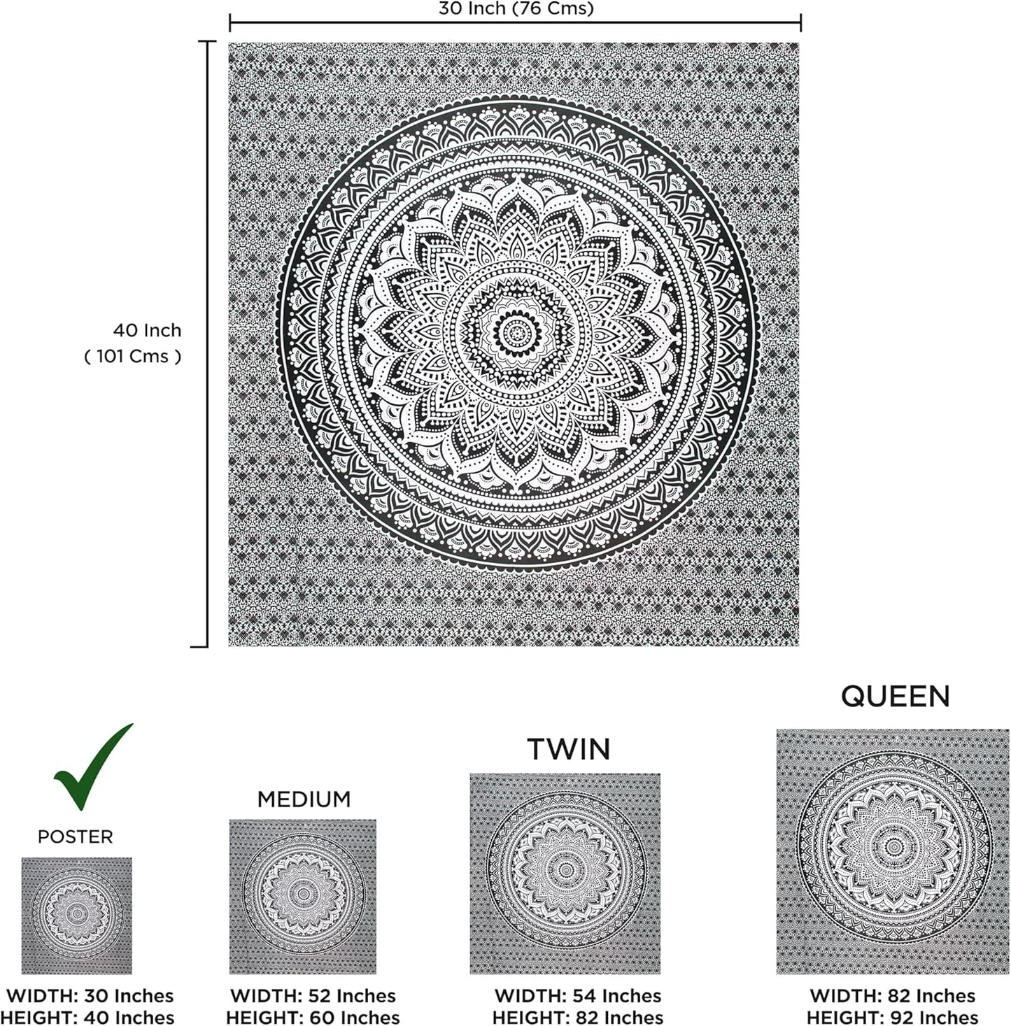 raajsee Indian Cotton Green Tapestry Mandala Wall Hangings- Tapestry For Bedroom - Indie Wall Tapestry Hippie Room Decor - Boho Small Tapestrys Aesthetic 30x40 Inches