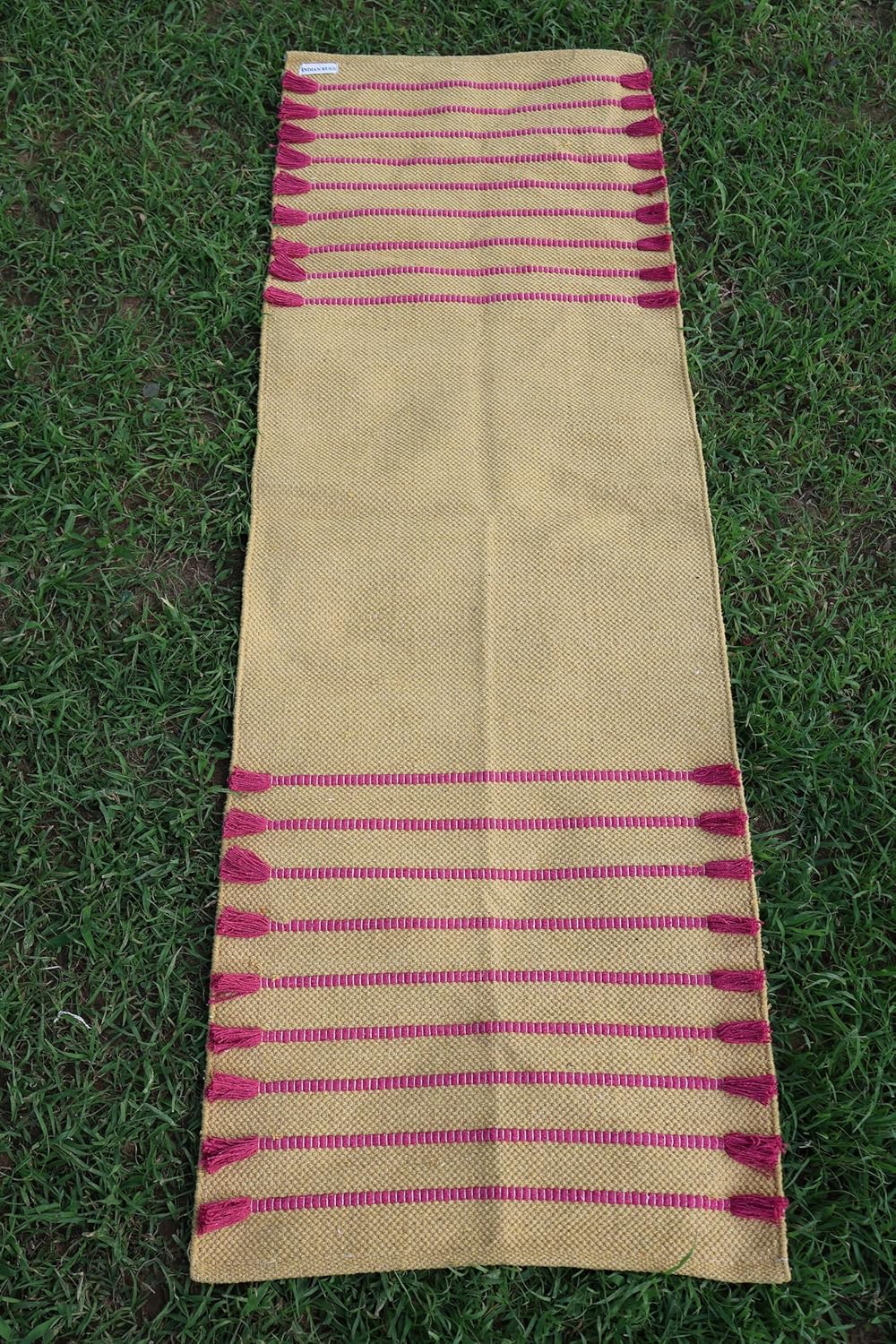 Cotton Organic Yoga Mat - Eco-Friendly Hand-Woven Rug - Handloom Foldable Yoga Mat for Everyday Fitness Maditation Rug - (24”x72”)