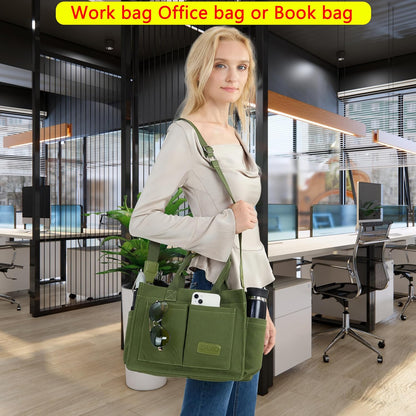 ZHMO Canvas Tote Bag for Women,Women's Bags Crossbody Bags Work Laptop Tote Bag Large Handbags Purse for Travel Nurse Teacher