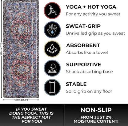 Plyopic. All In One Yoga Mat | Luxury Sweat-Grip Mat/Towel Combo | Ideal for Yoga, Hot Yoga, Bikram, Pilates, Workout & Exercise | Eco-Friendly Natural Rubber
