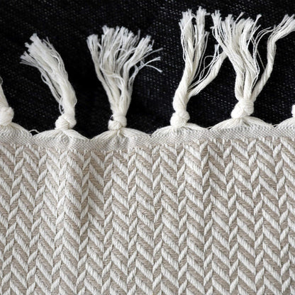 Peshtemania Premium Cotton Throw Blanket, 50x60 inches, Light Blue, Turkish Herringbone, Farmhouse Decor, Yoga Blanket, Picnic Blanket