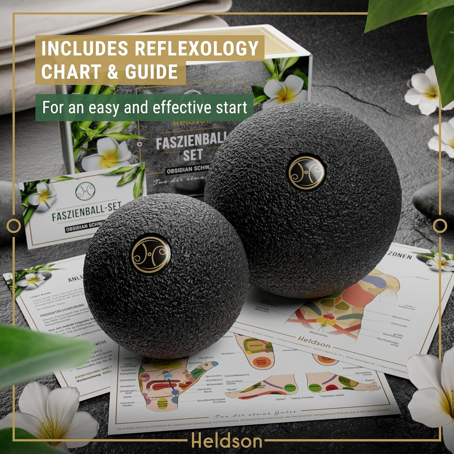 HELDSON® EPP Fascia Massage Balls Set [6cm & 8cm] – Trigger Point Massage Ball for Back, Feet & Neck – Deep Tissue Muscle Release & Myofascial Therapy – Lightweight & Firm