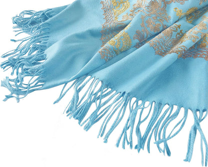 Urban CoCo Women's Embroidered Oversize Tassel Shawl Scarf Wraps for Women