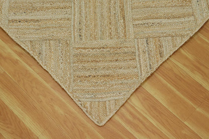 Hand Braided Jute 4 Ft Square Kilim Rug Flatweave Pink Geometric Pattern Jute Sisal Rug, Thick 0.27 Inch Indoor Outdoor Carpet for Kitchen, Bedside, Yoga Mat - Colors C