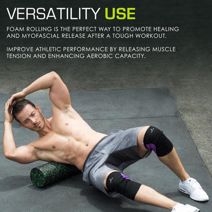 ProsourceFit High Density Foam Rollers 12 - inches long, Firm Full Body Athletic Massage Tool for Back Stretching, Yoga, Pilates, Post Workout Muscle Recuperation, Black