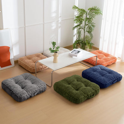 HIGOGOGO Floor Pillow Cushion for Adults, Meditation Cushion Pillow, Blended Corduroy Cover, Large Square Floor Sitting for Tatami Living Room or Yoga, 22x22 Inch, Beige