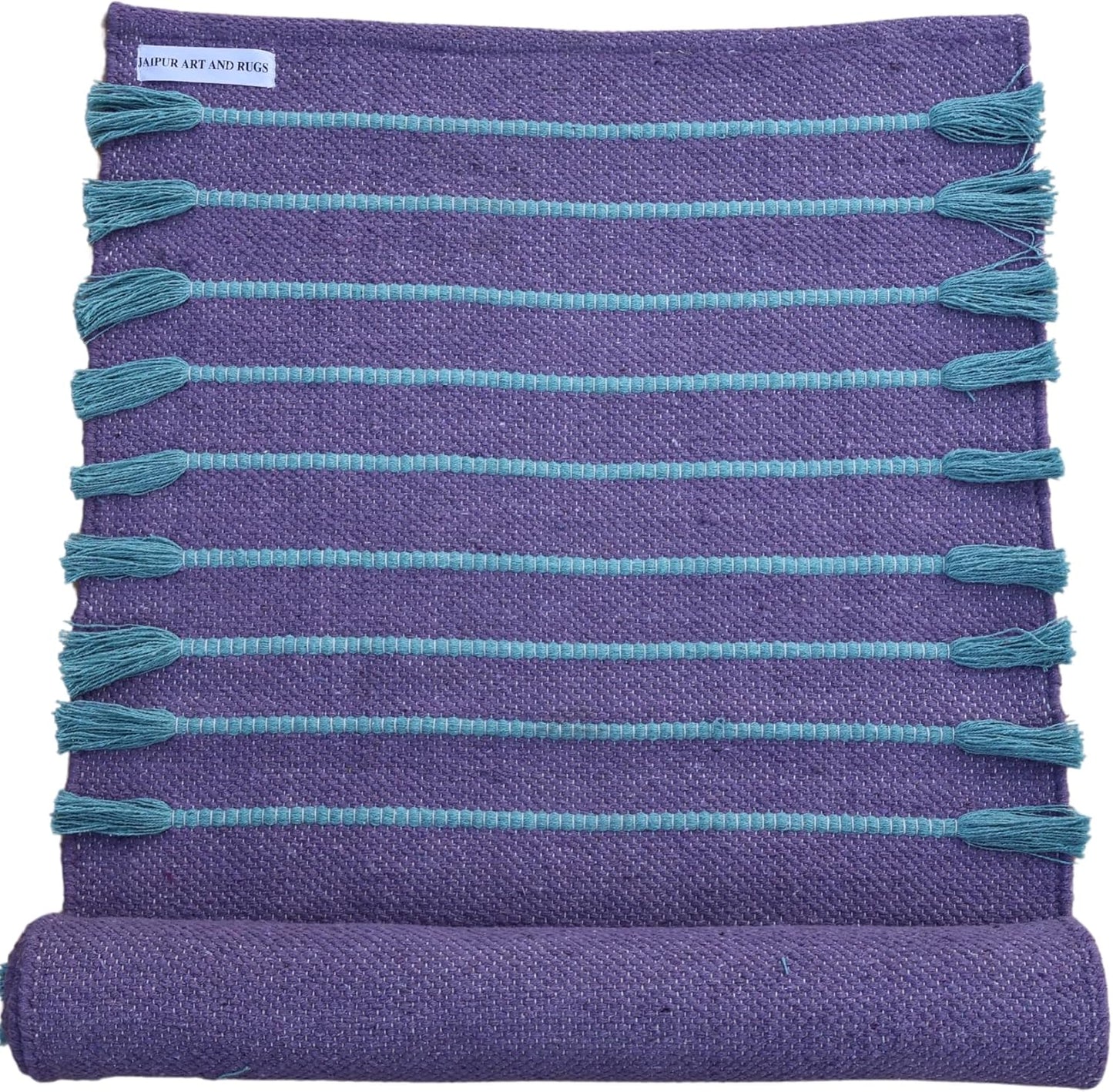 Jaipur Art & Rugs Cotton Yoga Rug - Eco-Friendly Hand-Woven Thick Mat (24”x72”x5mm) for Everyday Fitness at Home - Comfortable & Extra-Long - Colors A