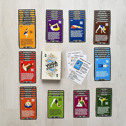 Stack 52 Yoga Exercise Cards: Designed by Certified Yoga Instructor. Video Instructions Included. Beginner to Advanced Poses and Asana Workout Games. Improve Fitness and Flexibility. (Base Deck)