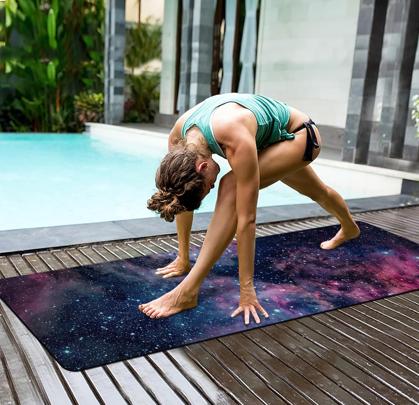 nuveti Yoga Mat Print Extra Thick TPE Non Slip Fitness Exercise Mat with Carrying Bag,72"x24" Extra Thick 6MM Exercise & Workout Mat for Yoga, Pilates Fitness and Floor Exercises - Colors A