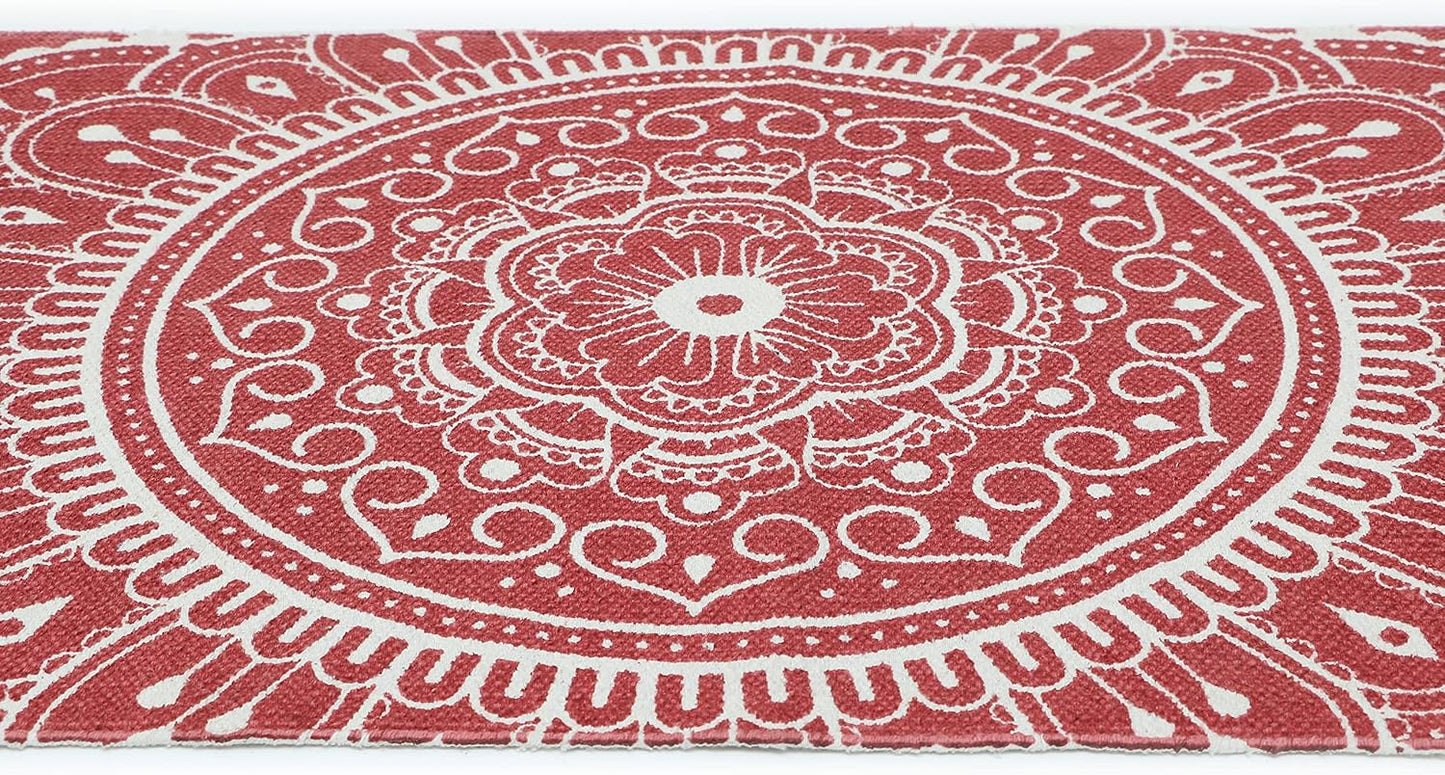 Hand Woven 100% Cotton Yoga Mat- Thick Handloom Made in India- for Gym Floor Exercise - Runner for Bedroom