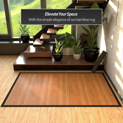 Red Lantern Bamboo Rug - Little Leaf - 4' x 6'