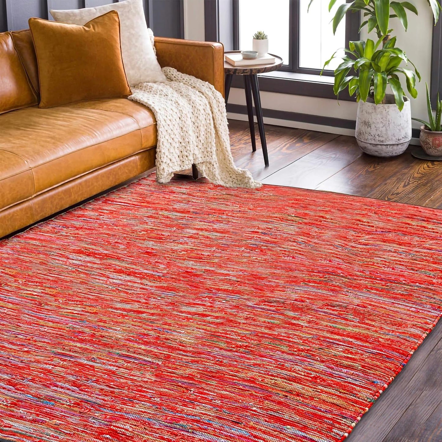 Ramanta Home 100% Cotton Chindi Hosiery Rug 24x36 Inch - Dark Multi, Farmhouse Reversible Soft Bohemeian Rugs Ideal for Entryways, Kitchen, Bedroom | Durable Lightweight Handmade Accent Doormat