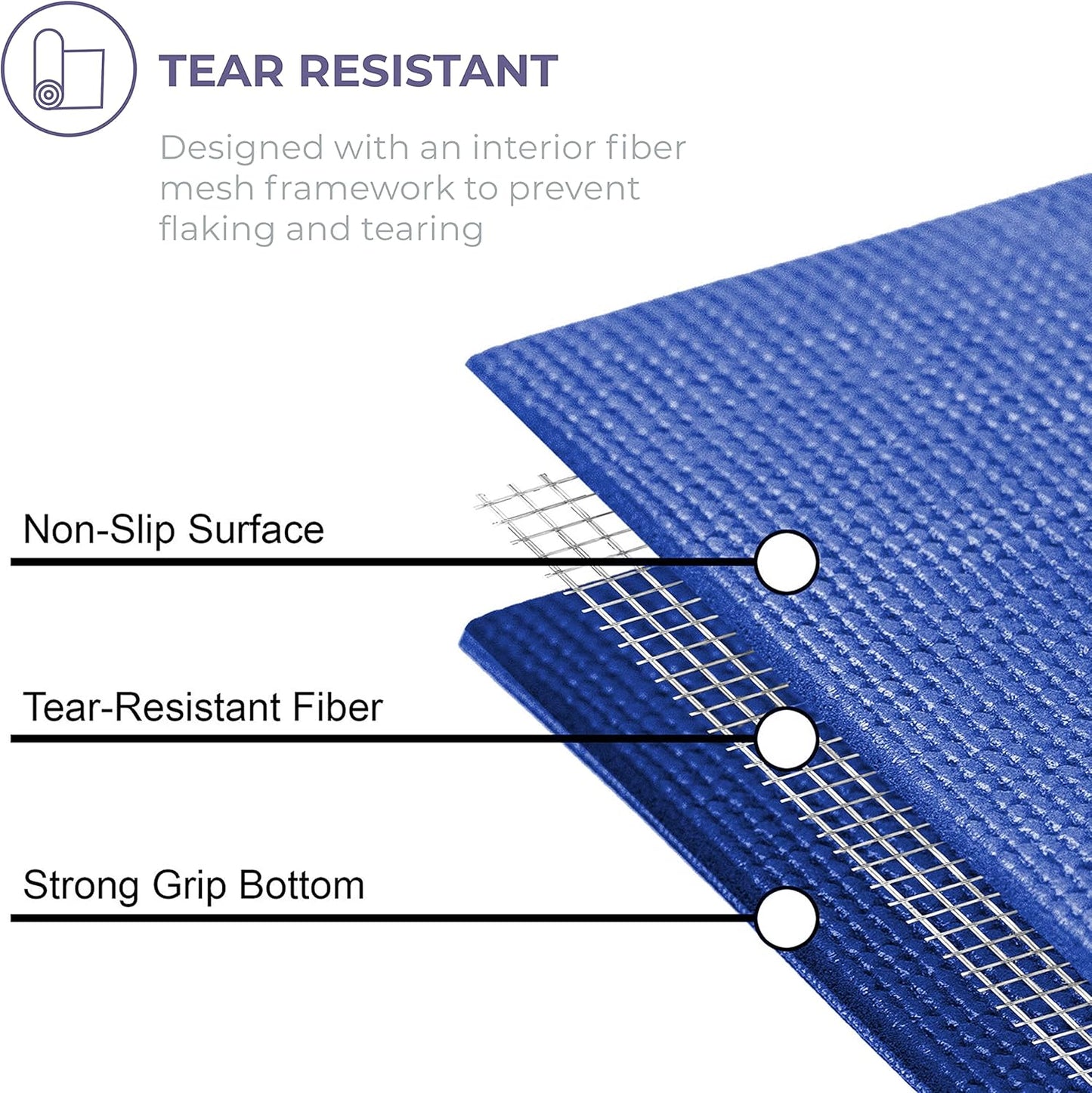 Voyage Yoga Mat, 4 Pack, 72" x 24" Extra Long Exercise Mat, 5mm Thick Bulk Yoga Mats for Schools, Anti-Tear, Non Slip Fitness Mat for Gym or Studio