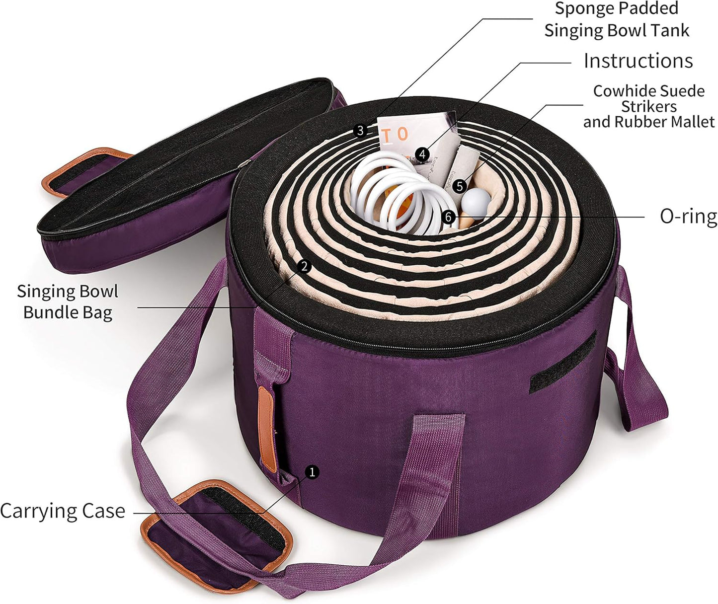 TOPFUND 6-12 inch 432Hz Chakra Set of 7 Crystal Singing Bowls with Heavy Duty Carrying Case and Singing Bowl Mallets