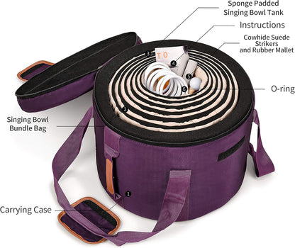 TOPFUND 6-12 inch 432Hz Chakra Set of 7 Crystal Singing Bowls with Heavy Duty Carrying Case and Singing Bowl Mallets