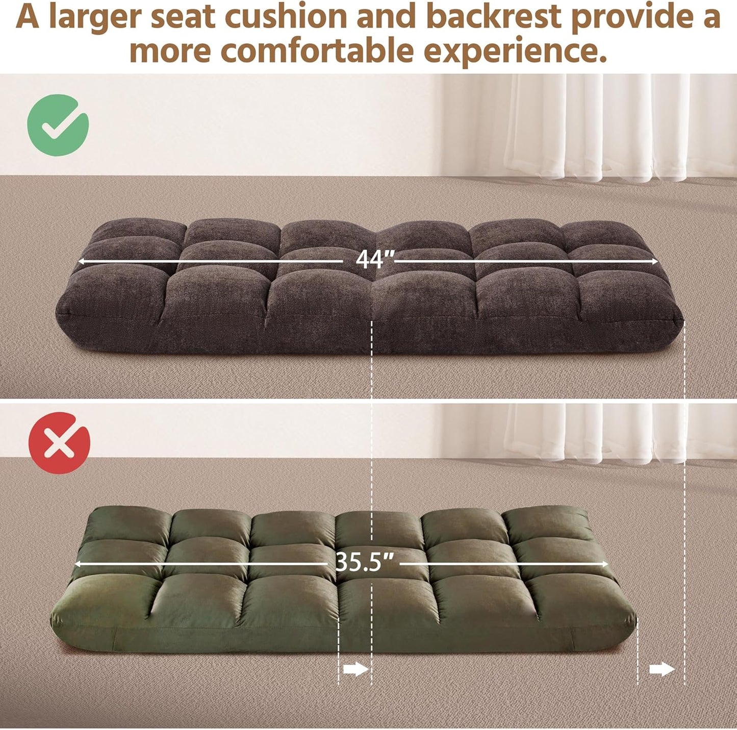 Yaheetech Adjustable Floor Chair with Back Support, Foldable Thick Padded Seat for Meditation&Gaming on Floor, Space Saving Lazy Lounger for Bedroom Dorm, Black