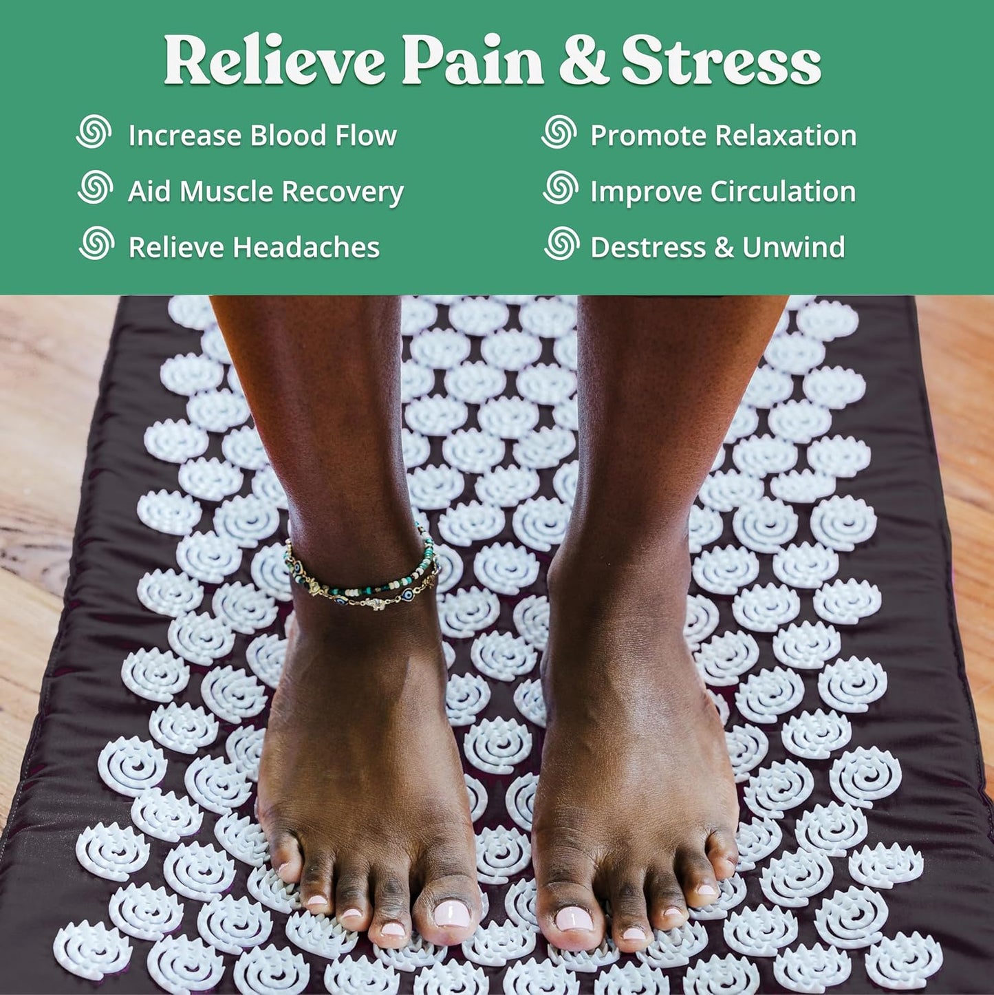 Spirol Acupressure Mat and Pillow Set for Back, Neck and Shoulder Pain Relief, with Flexible Acupressure Spikes, Includes Carry Bag (Amethyst)