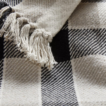 Americanflat 50x60 Throw Blanket - Soft and Breathable Cotton Throw Blanket for Couch, Bed, Chair - Decorative Blankets Perfect for Home or Outdoor Use - Navy Blue and White Double Diamond Design