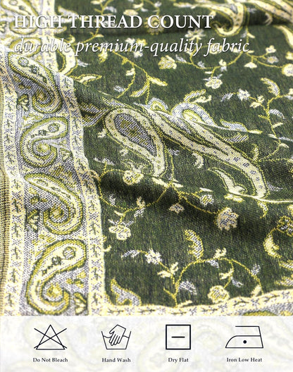 Achillea Reversible Paisley Pashmina Rave Scarf – Exotic Indian Shawls and Wraps for Evening Dresses, Festivals, All Seasons - Colors B
