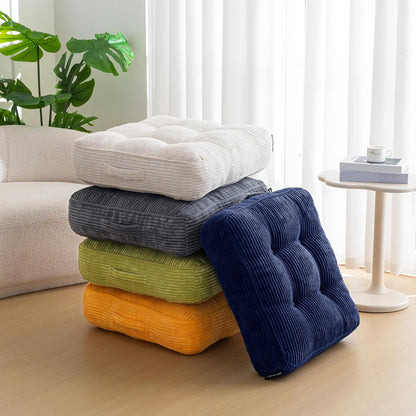 HIGOGOGO Floor Pillow Cushion for Adults, Meditation Cushion Pillow, Large Square Floor Sitting, Tufted Corduroy Cover, for Tatami Living Room or Yoga, 22x22 Inch, Dark Grey