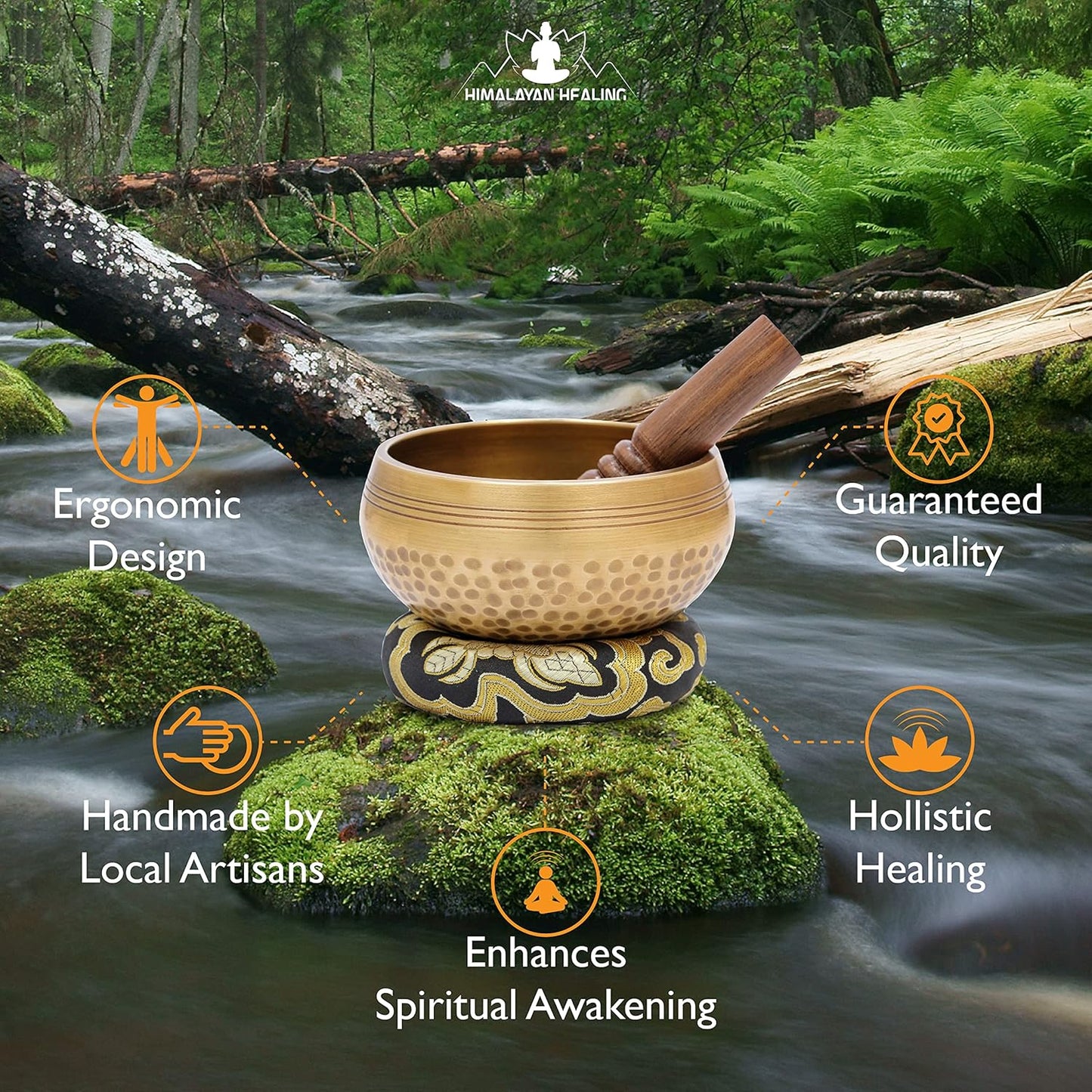 HIMALAYAN HEALING® Tibetan Singing Bowls Set~ Meditation Sound Bowl hand Hammered in Nepal For Yoga, Meditation, Mindfulness, Healing & Chakra balancing~