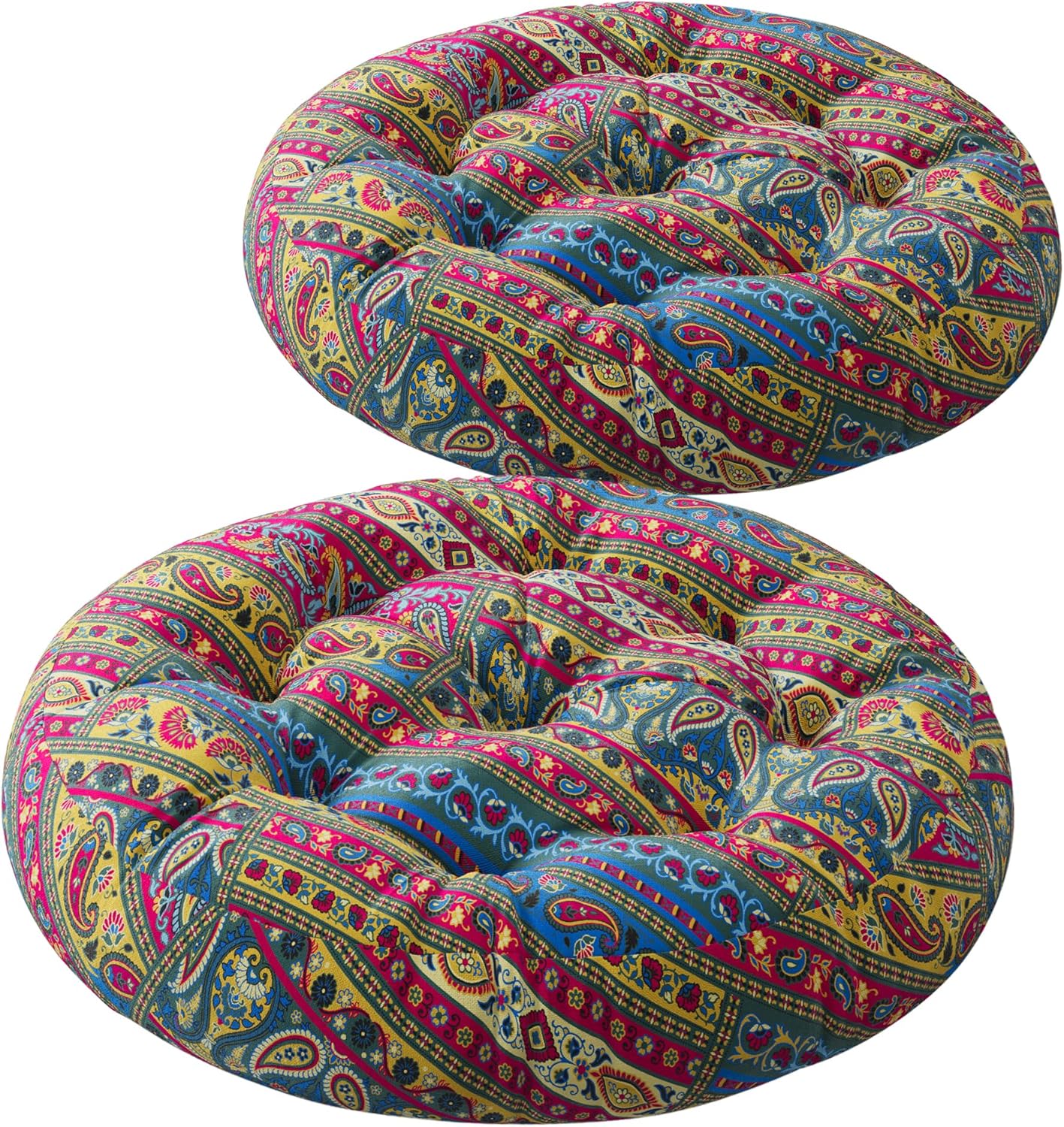 Codi Boho Floor Pillow, Large Meditation Cushion for Adults, Square Pillows Seating for Yoga Living Room Tatami Sitting Home Decor, Memory Foam Added, 22x22 Inch, Multi Patchwork