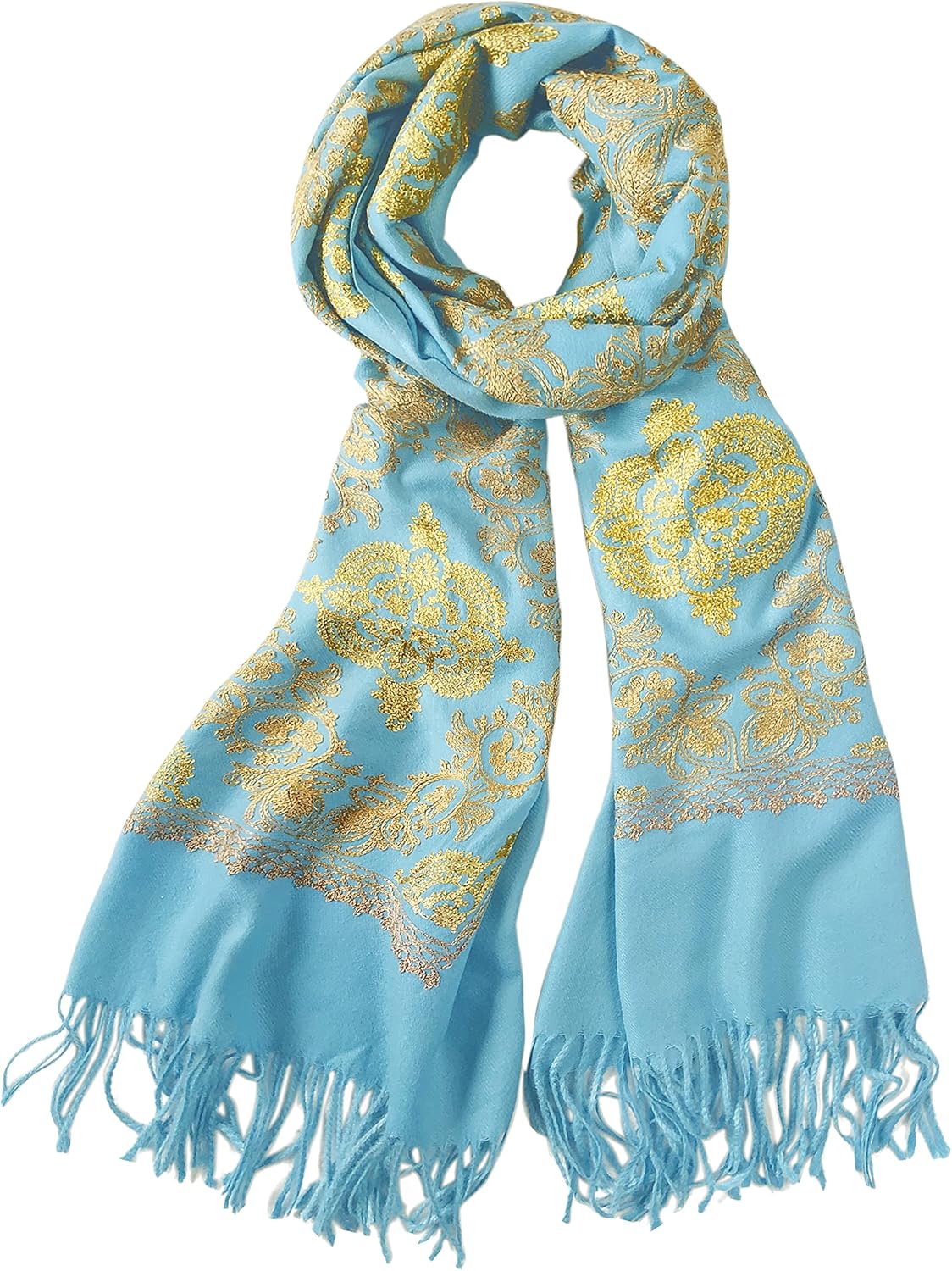 Urban CoCo Women's Embroidered Oversize Tassel Shawl Scarf Wraps for Women