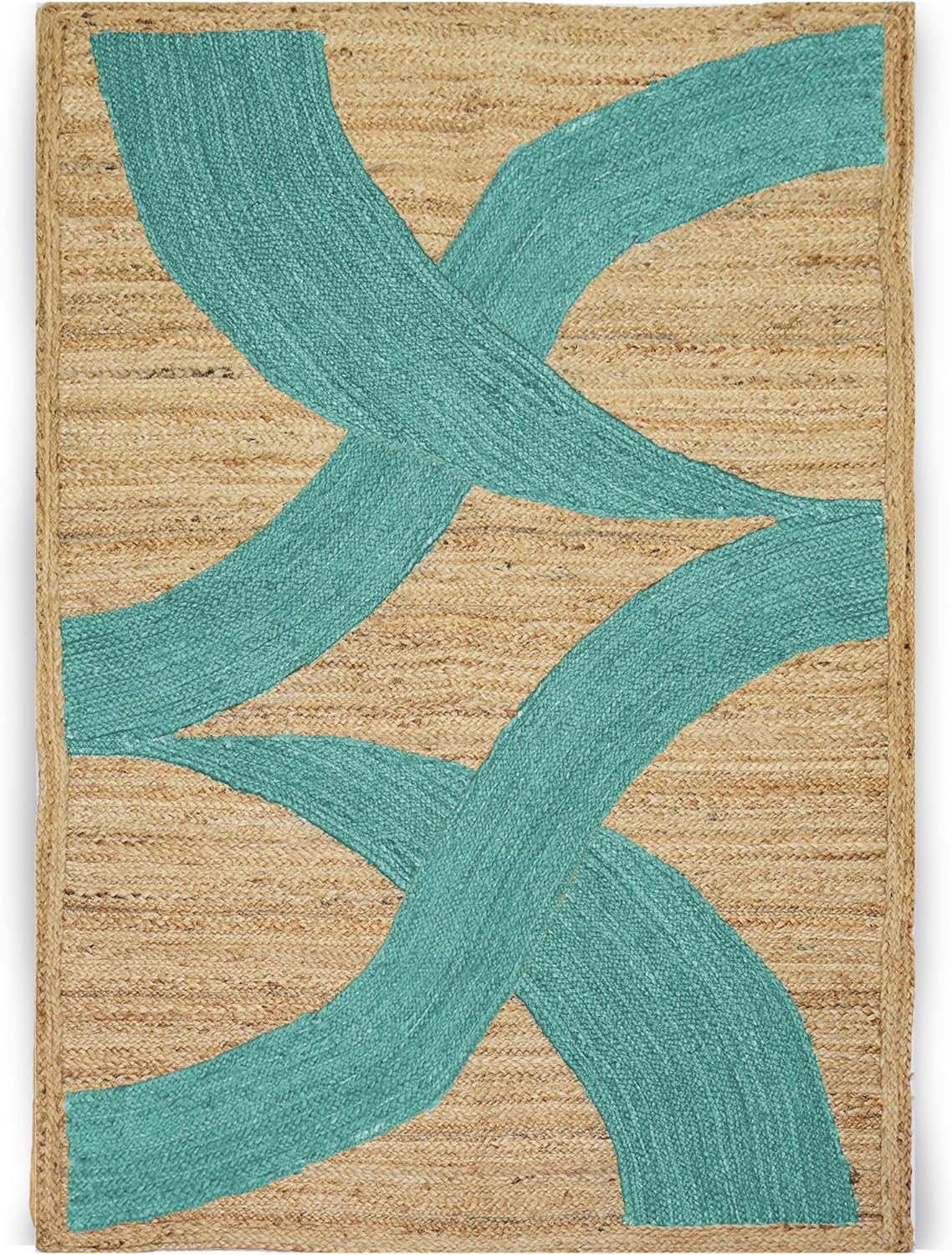 Premium Quality Jute Rug 4x6 Feet Area Rug Natural Fiber Jute Rugs Thick 0.27" Black Abstract Pattern Geometric Rugs for Kids Room, Living Room, Yoga Mat, Indoor Outdoor Carpet - Colors C