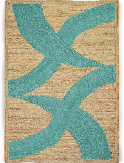 Premium Quality Jute Rug 4x6 Feet Area Rug Natural Fiber Jute Rugs Thick 0.27" Black Abstract Pattern Geometric Rugs for Kids Room, Living Room, Yoga Mat, Indoor Outdoor Carpet - Colors C