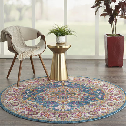 Nourison Home Passion Teal Multicolor 9' x 12' Area Rug - Easy Clean, Non Shedding, Bed Room, Living Room, Dining Room, Kitchen (9' x 12')
