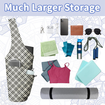 Yoga Bag for Women, Large Yoga Mat Bag Tote Carrier with Wet Dry Pocket, Water Bottle Holder & Adjustable Strap, Fits 1/2" Thick Yoga Mat for Gym, Pilates, Travel, Work