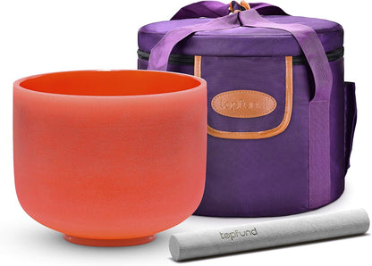 TOPFUND Pink Purple F Note Crystal Singing Bowl Heart Chakra 8 inch with Suede Mallet