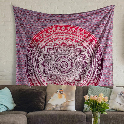 THE ART BOX Original Gold Tapestry Wall Hanging Mandala – Cotton Throw Tapestry – Boho Bedding White and Gold Medium Bedspread 54x60 Inches – Meditation & Yoga Rug Mat