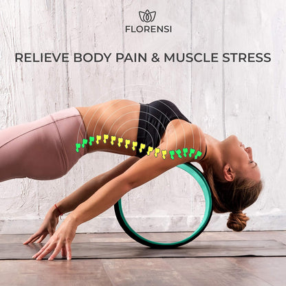Florensi Yoga & Meditation Bundle | Blue Yoga Bolster & Yoga Wheel 3 Pack