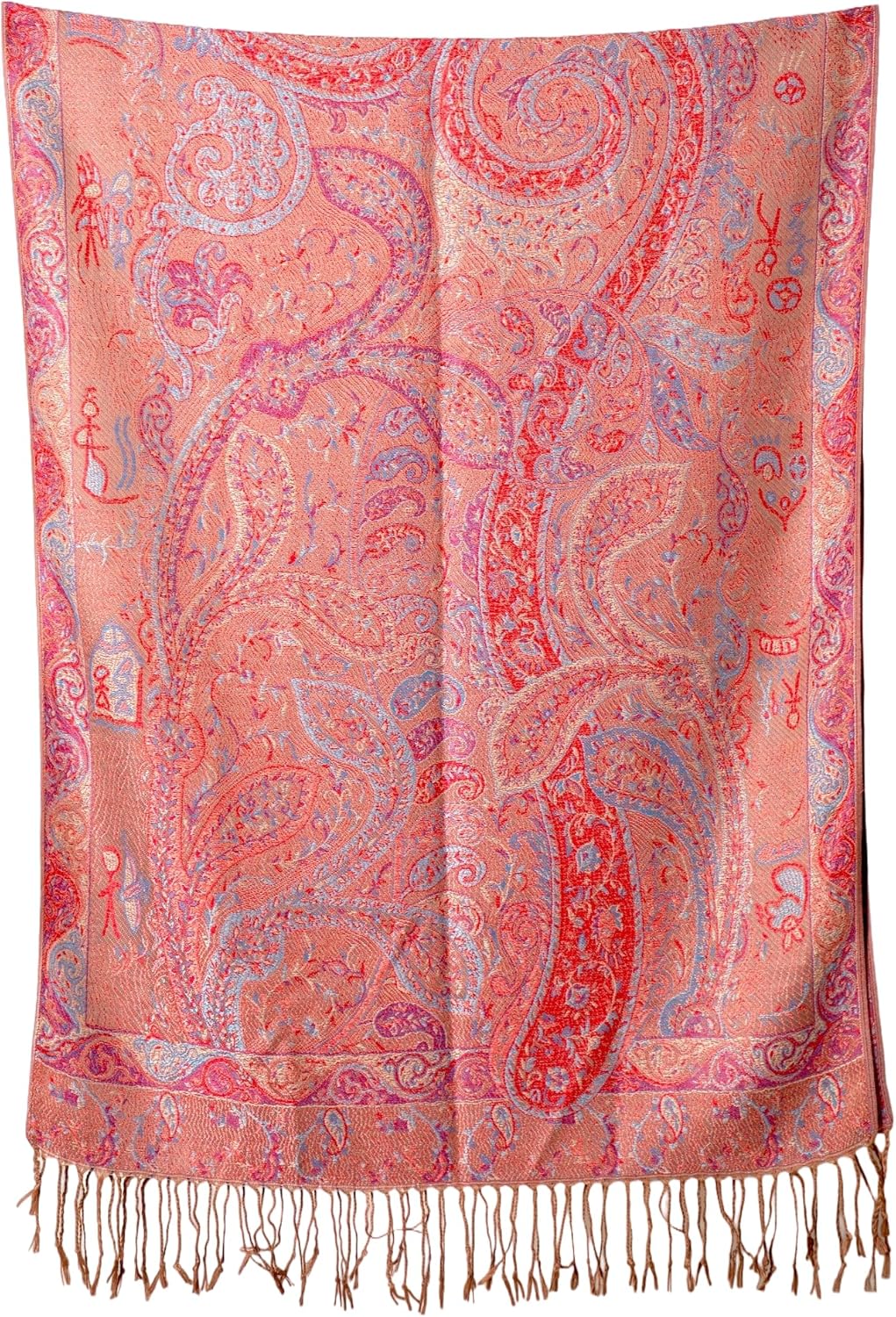 Achillea Reversible Paisley Pashmina Rave Scarf – Exotic Indian Shawls and Wraps for Evening Dresses, Festivals, All Seasons - Colors B