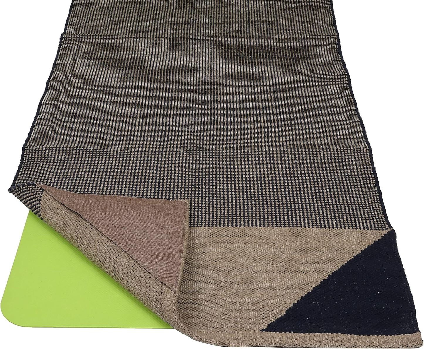 KD Yoga Rug Mat Convert Plastic Yoga Mat to Eco Friendly 100% Cotton Gripping with Corner Pocket