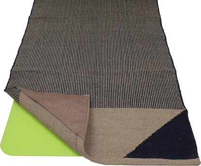 KD Yoga Rug Mat Convert Plastic Yoga Mat to Eco Friendly 100% Cotton Gripping with Corner Pocket
