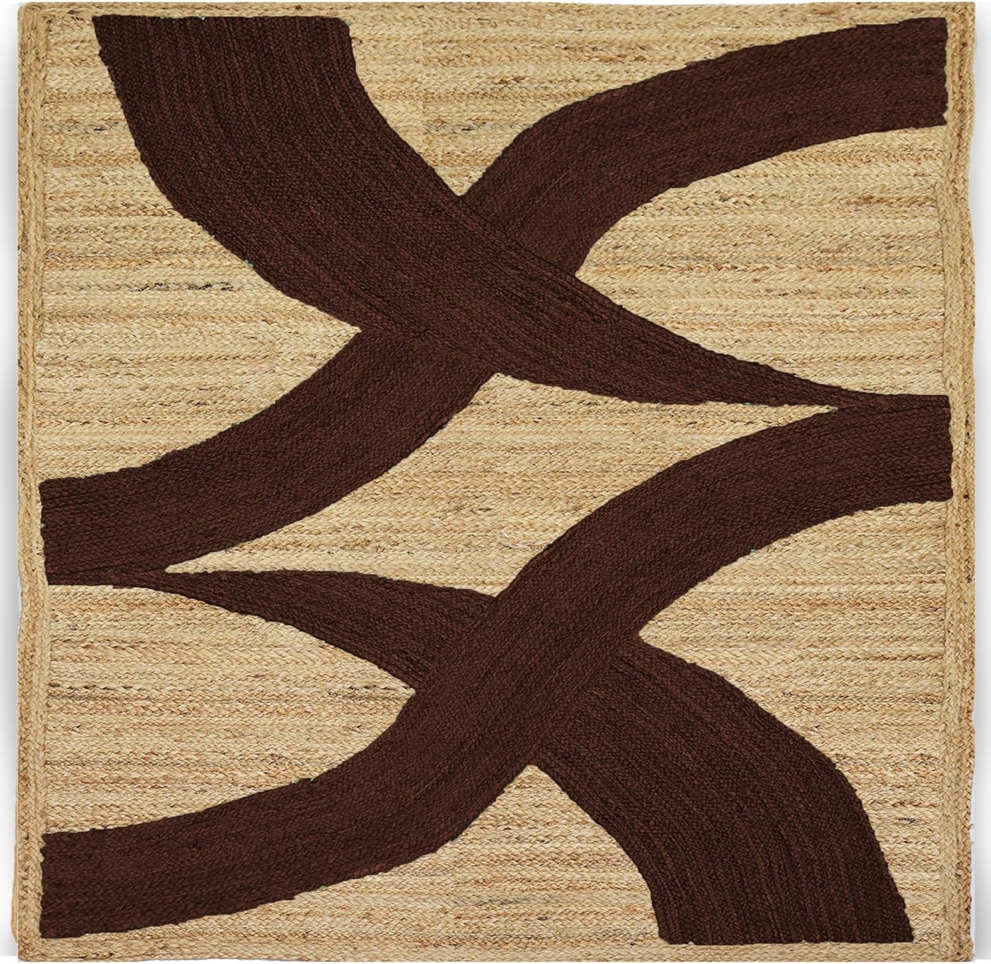 Premium Quality Jute Rug 4x6 Feet Area Rug Natural Fiber Jute Rugs Thick 0.27" Black Abstract Pattern Geometric Rugs for Kids Room, Living Room, Yoga Mat, Indoor Outdoor Carpet - Colors A