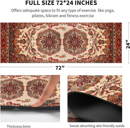 nuveti Yoga Mat Print Extra Thick TPE Non Slip Fitness Exercise Mat with Carrying Bag,72"x24" Extra Thick 6MM Exercise & Workout Mat for Yoga, Pilates Fitness and Floor Exercises - Colors B