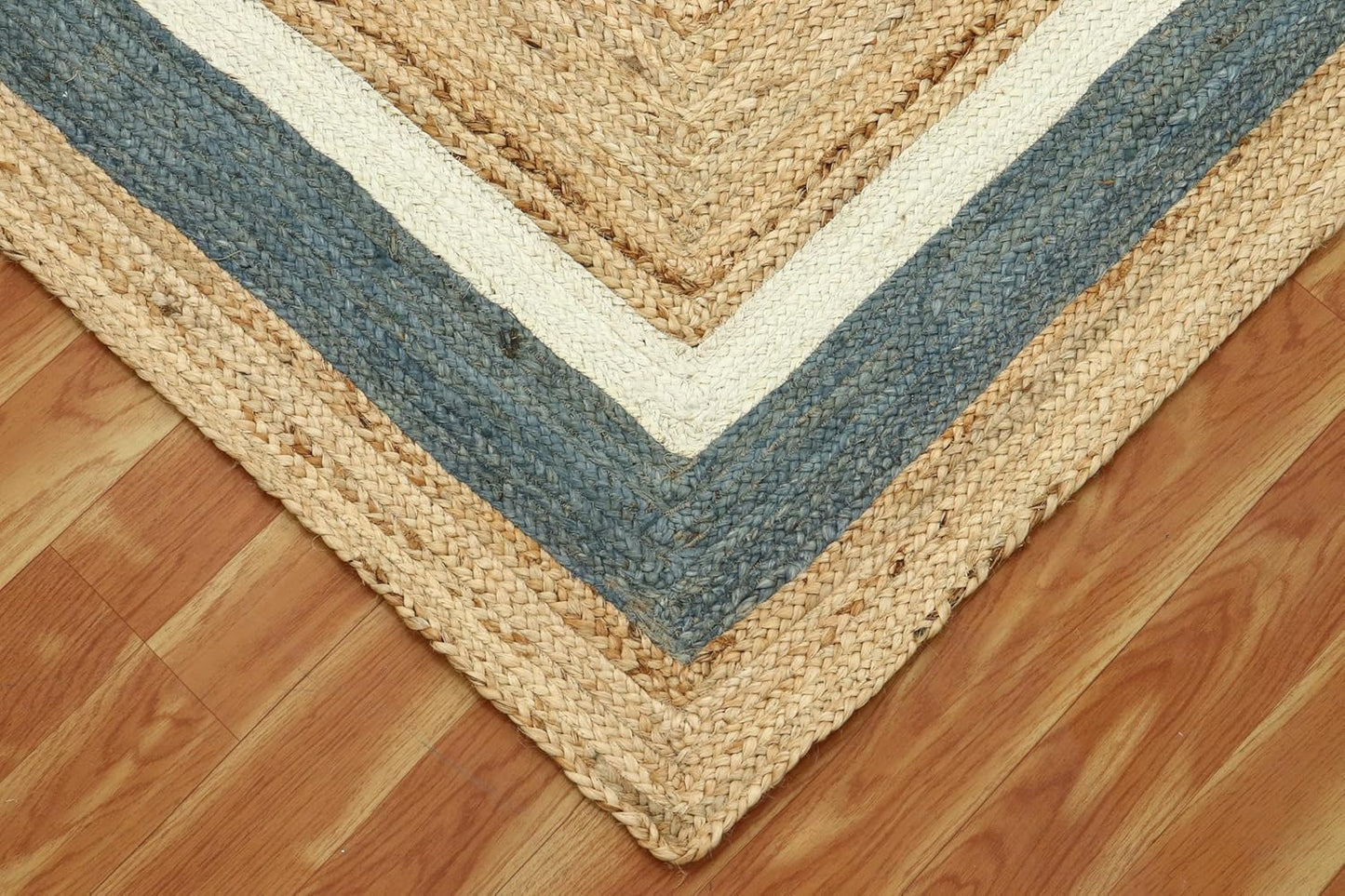 Scalloped Edge Kilim Rug 3' Square Rug Beige & Multicolor Cape Cod Design Carpet Thick 0.27 inches Hand Braided Jute Flatweave Indoor Outdoor Use Rugs for Bedroom, Kitche, Yoga Mat