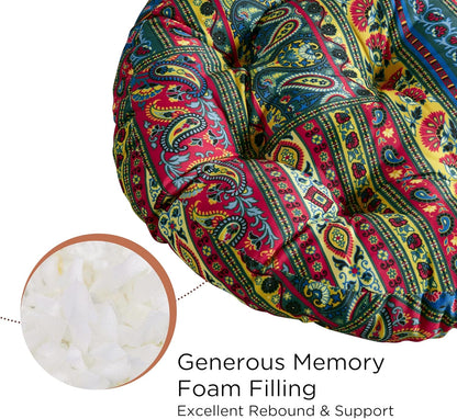 Codi Boho Floor Pillow, Large Meditation Cushion for Adults, Square Pillows Seating for Yoga Living Room Tatami Sitting Home Decor, Memory Foam Added, 22x22 Inch, Multi Patchwork