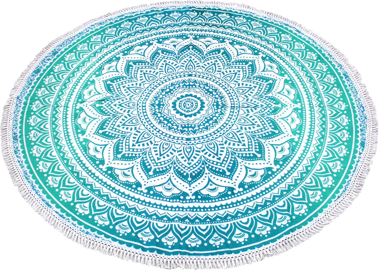 Mandala Round Beach Tapestry Boho Hippie Blanket Bohemian Large Table Cloth Home Decor Yoga Mat Meditation Picnic Rug Throw Hippy Gypsy Tablecloth Roundie (42 Inches, Orange And Blue)