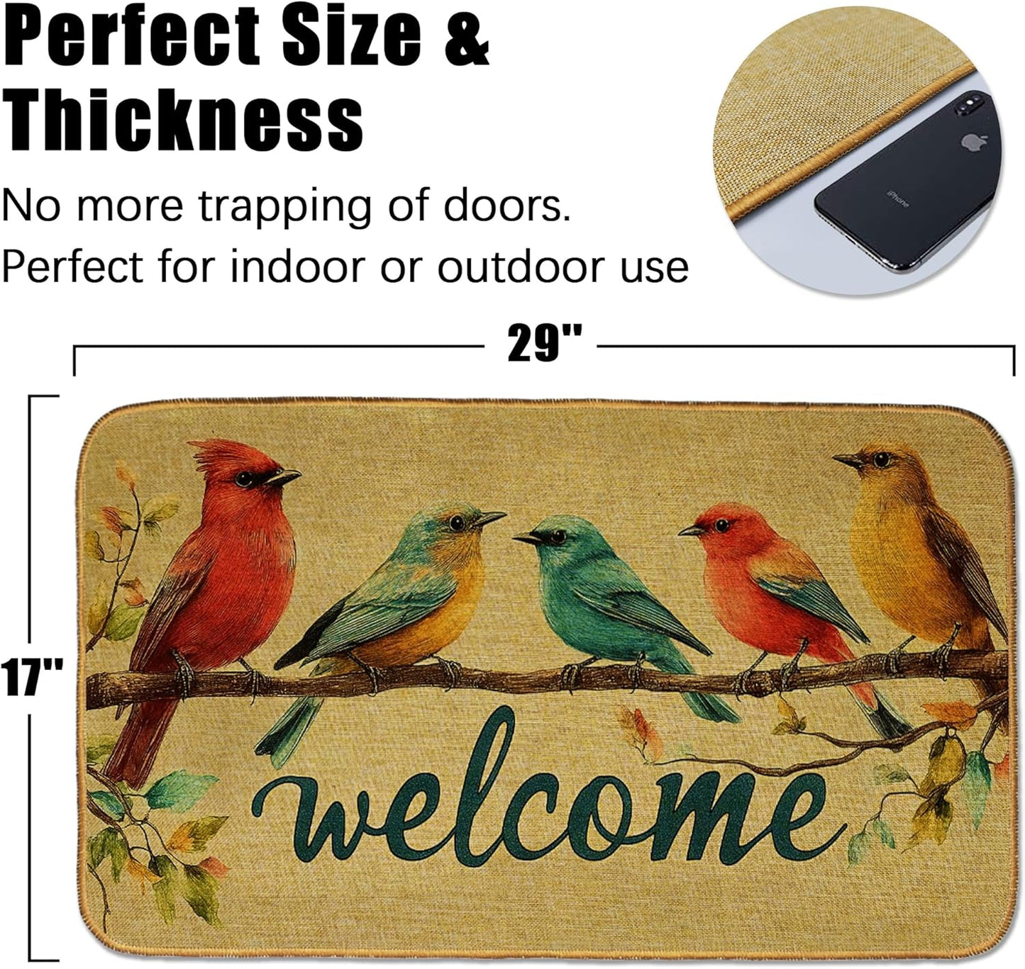 Doormat Yoga Frog Front Door Mat Indoor Outdoor Entrance,Pink Lotus Flower Door Mat Waterproof Low Profile All-Season,Easy Clean Patio Porch Entryway Floor Rug 17x29 Inch