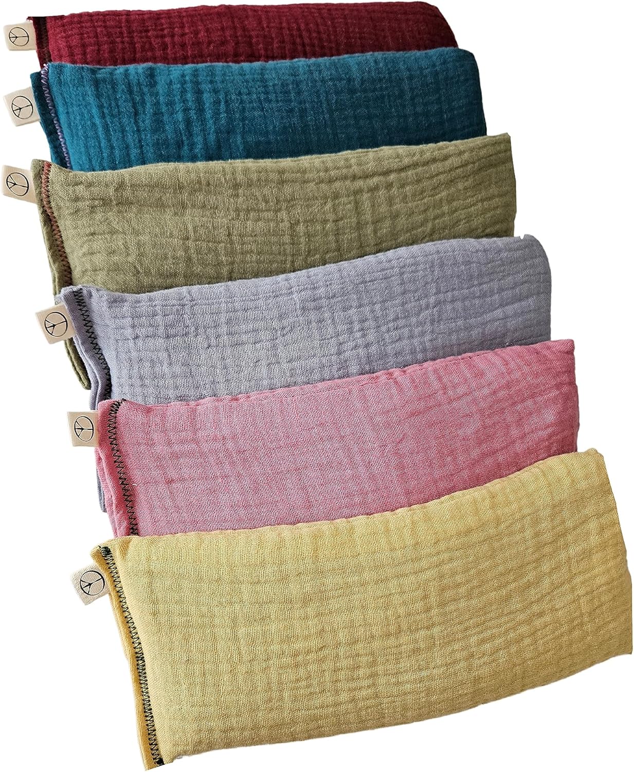Unscented Eye Pillows (Pack of 6) - Soft Cotton Gauze Filled with Flax Seed Weighted for Yoga Meditation Headache Relief Relaxation Massage Bulk - Relaxing Colors